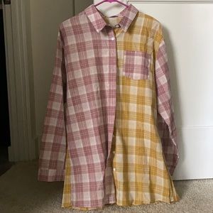 Color block flannel shirt
